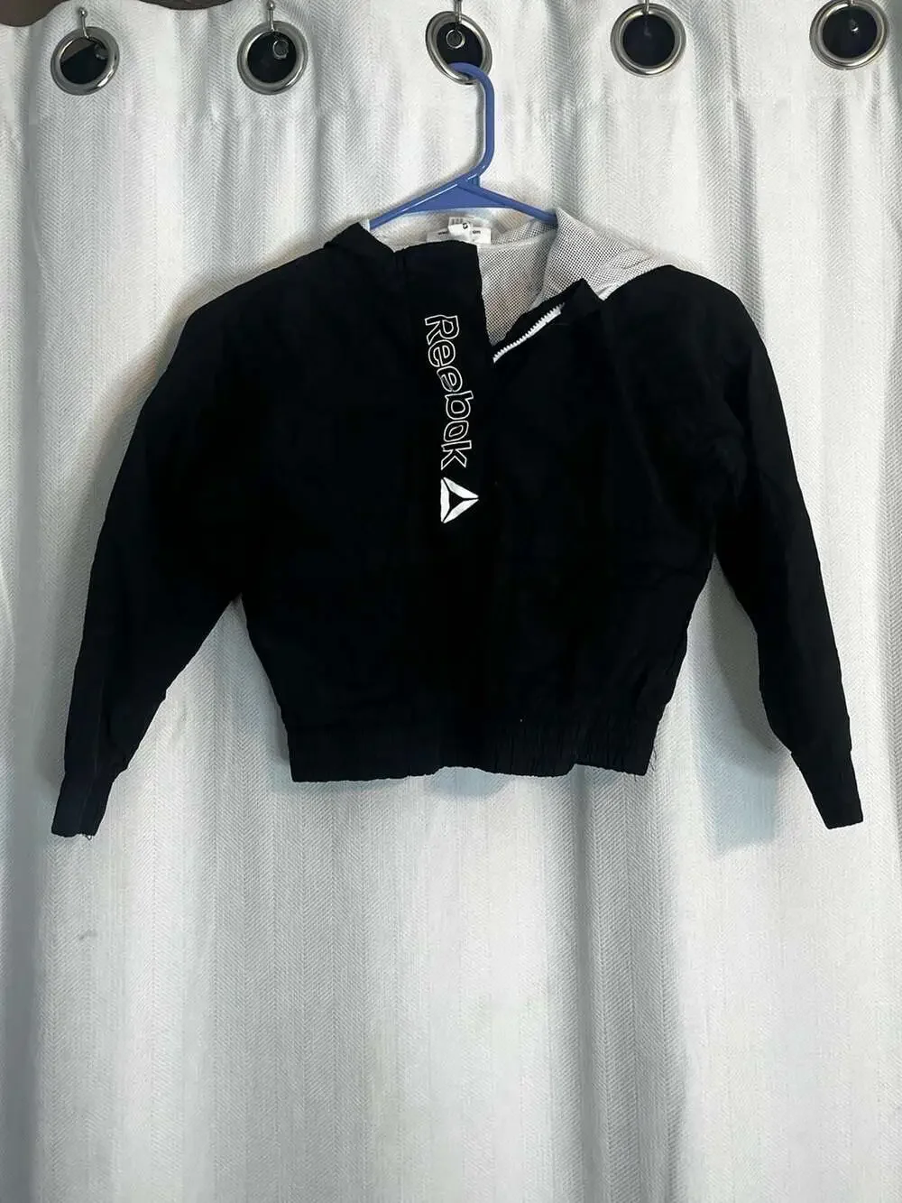 Reebok kids Black Active Hooded 1/2 Zip Windbreaker Jacket Size Small